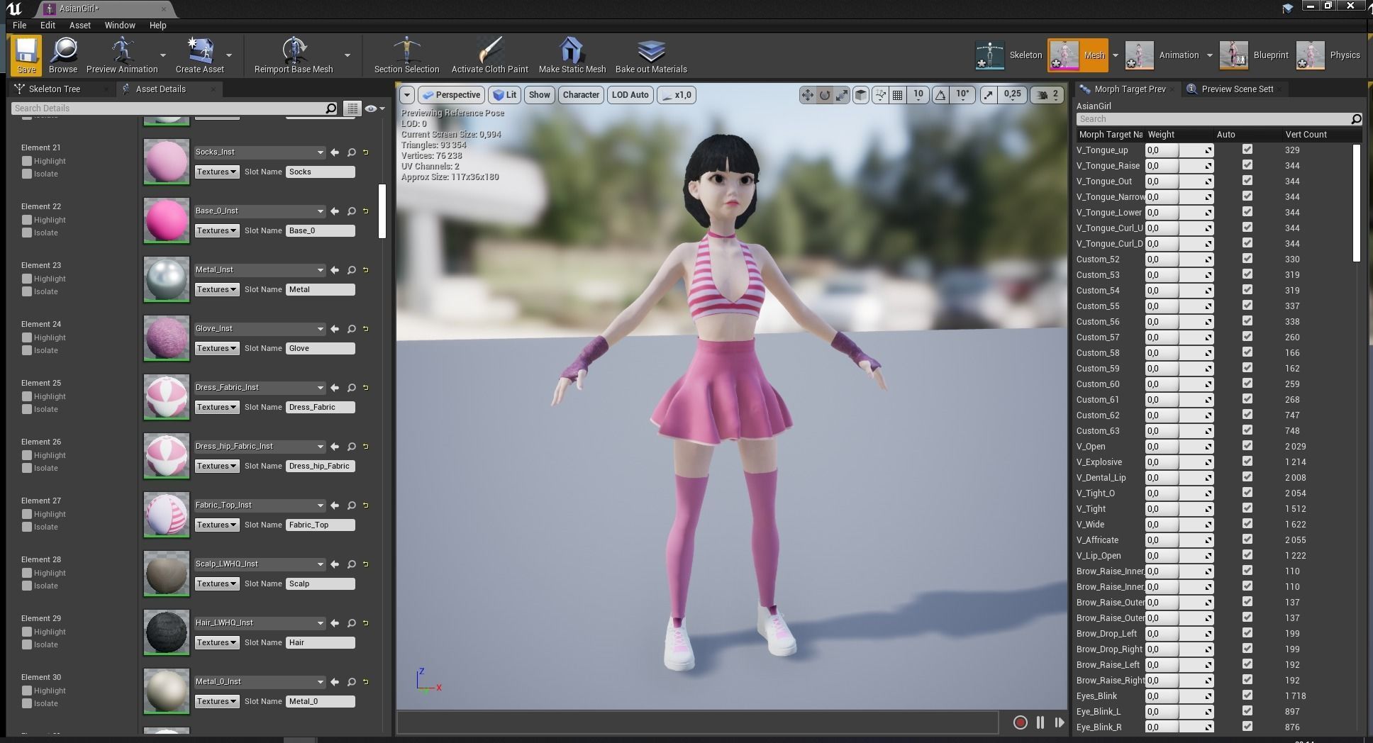 Naked girl Asian Woman RealTime japanese korean Female 3D Low-poly 3D model_18