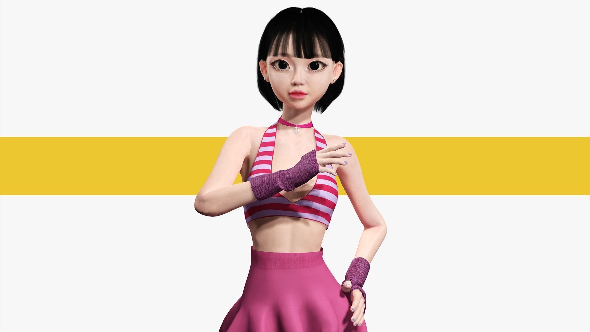 Naked girl Asian Woman RealTime japanese korean Female 3D Low-poly 3D model_28