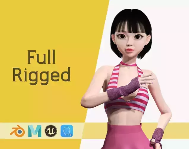Naked girl Asian Woman RealTime japanese korean Female 3D Low-poly 3D model