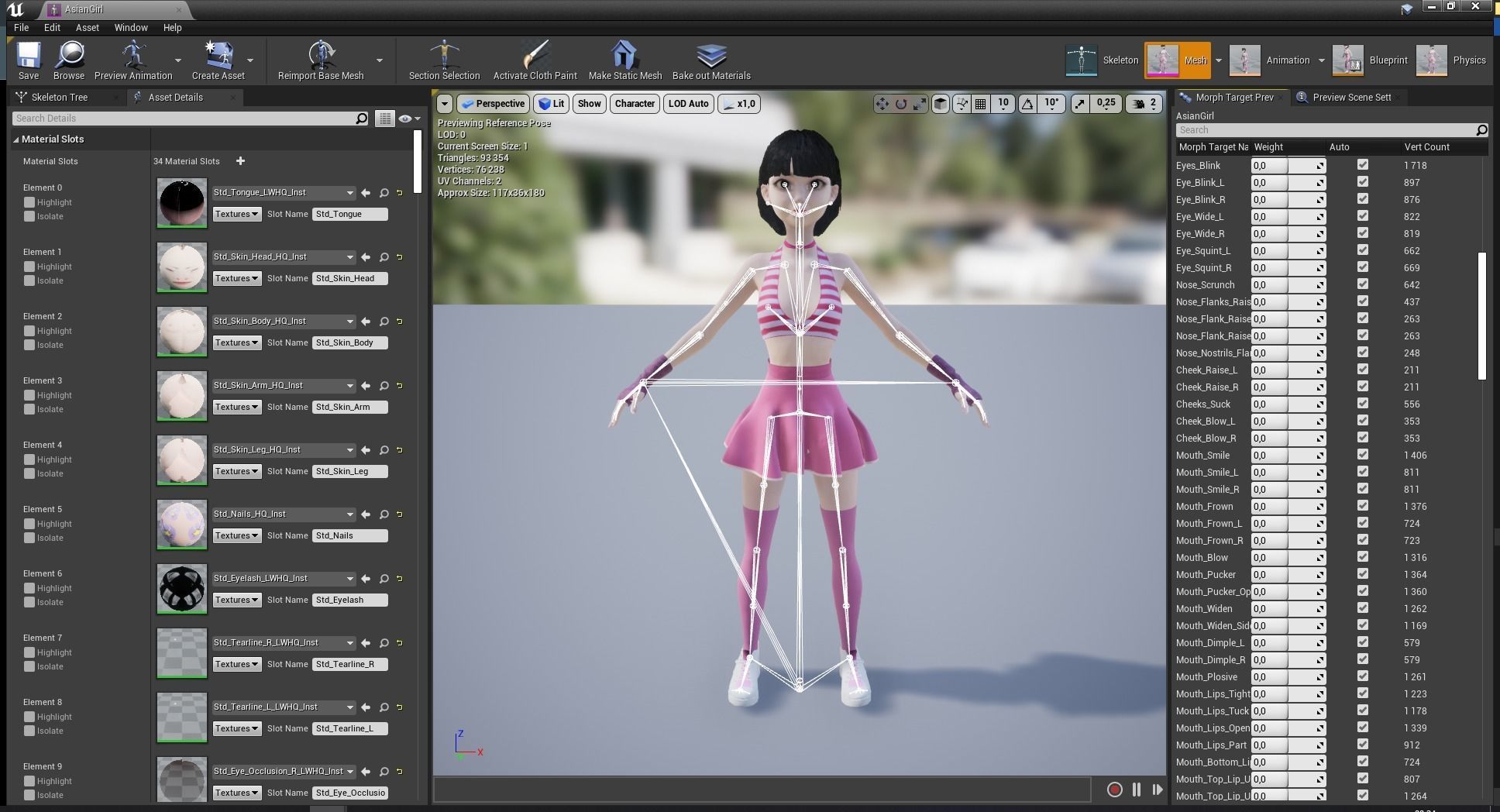 Naked girl Asian Woman RealTime japanese korean Female 3D Low-poly 3D model_19