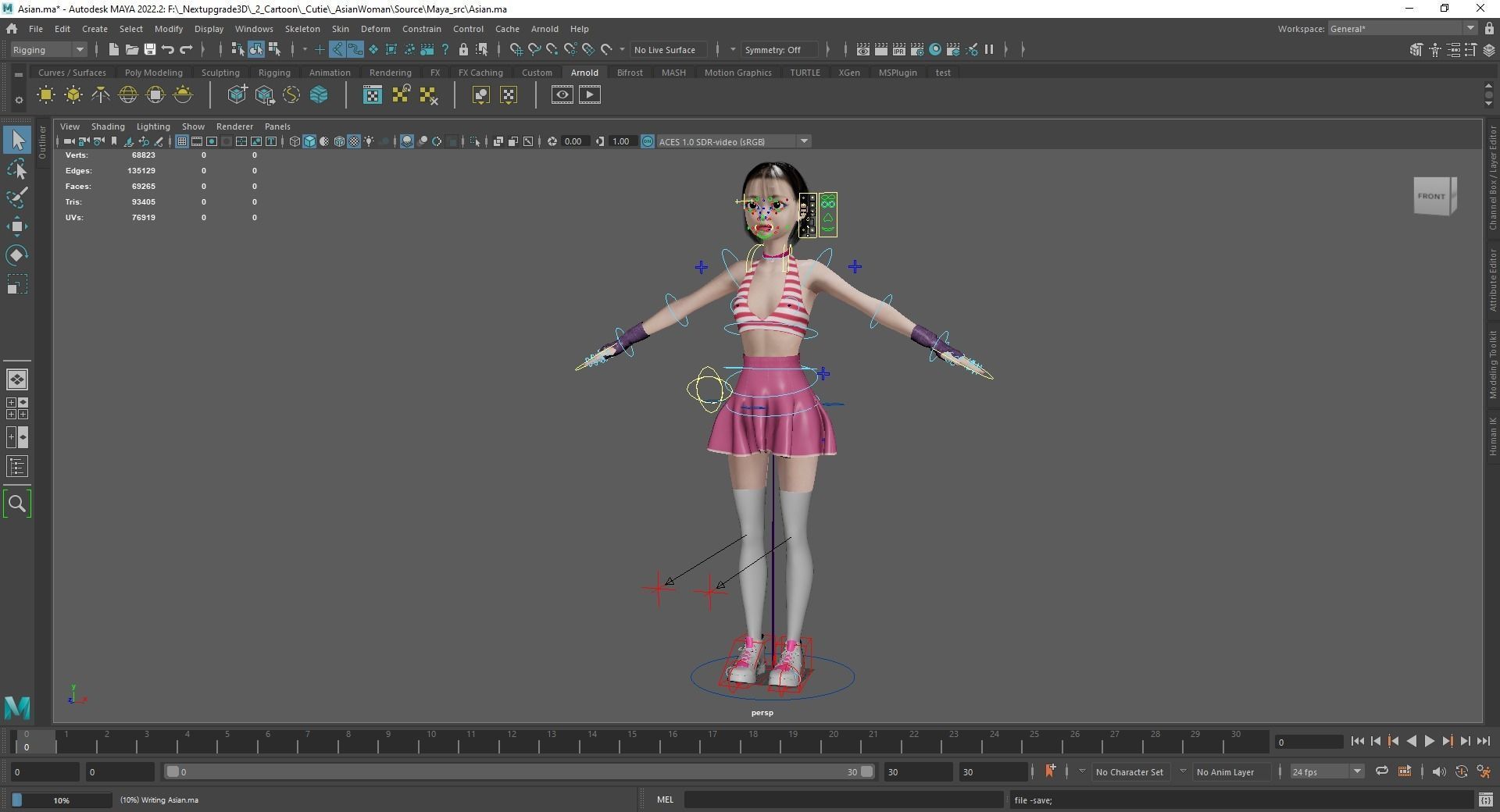 Naked girl Asian Woman RealTime japanese korean Female 3D Low-poly 3D model_16
