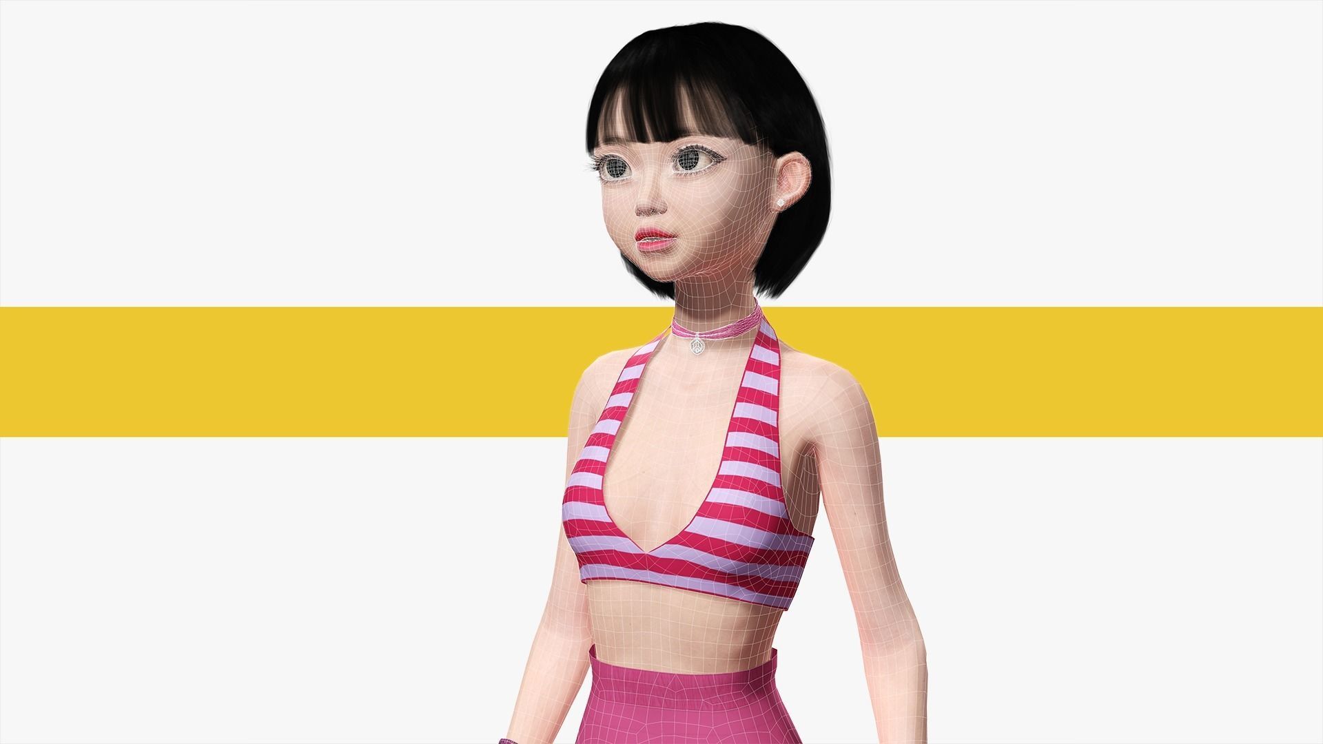 Naked girl Asian Woman RealTime japanese korean Female 3D Low-poly 3D model_3