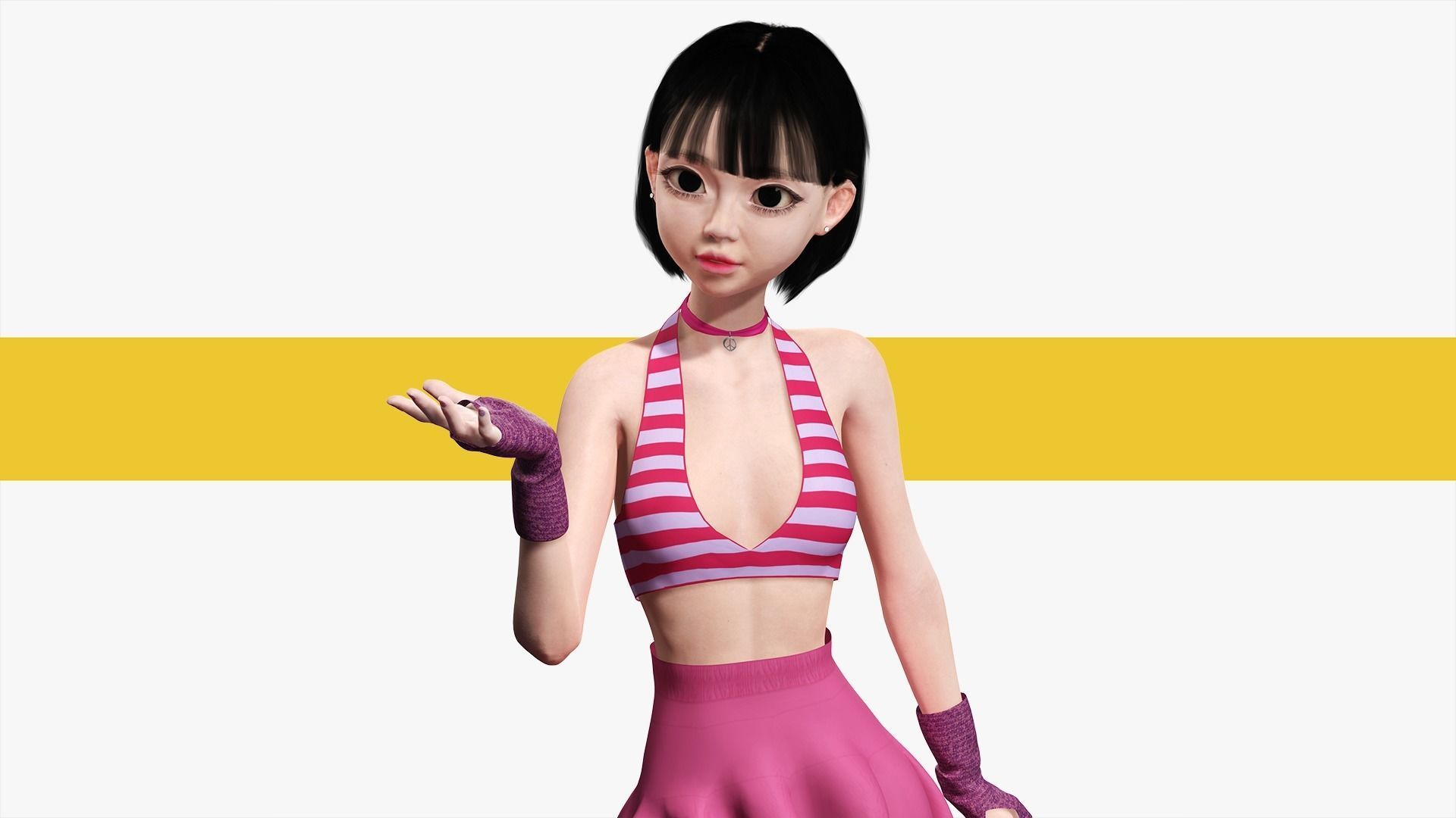 Naked girl Asian Woman RealTime japanese korean Female 3D Low-poly 3D model_27