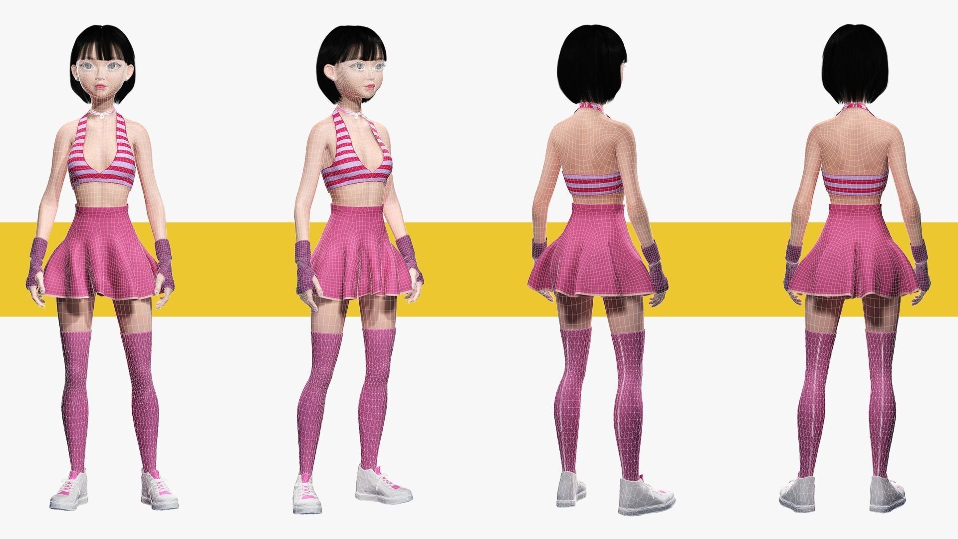 Naked girl Asian Woman RealTime japanese korean Female 3D Low-poly 3D model_4