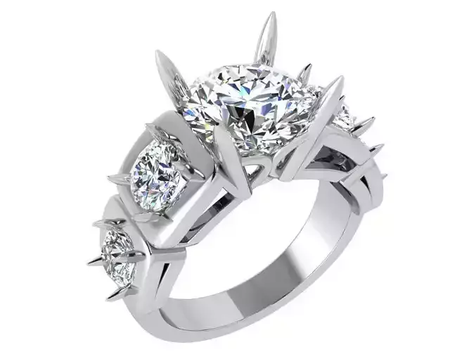 5-Stone diamond sharp ring  3489 3D print model