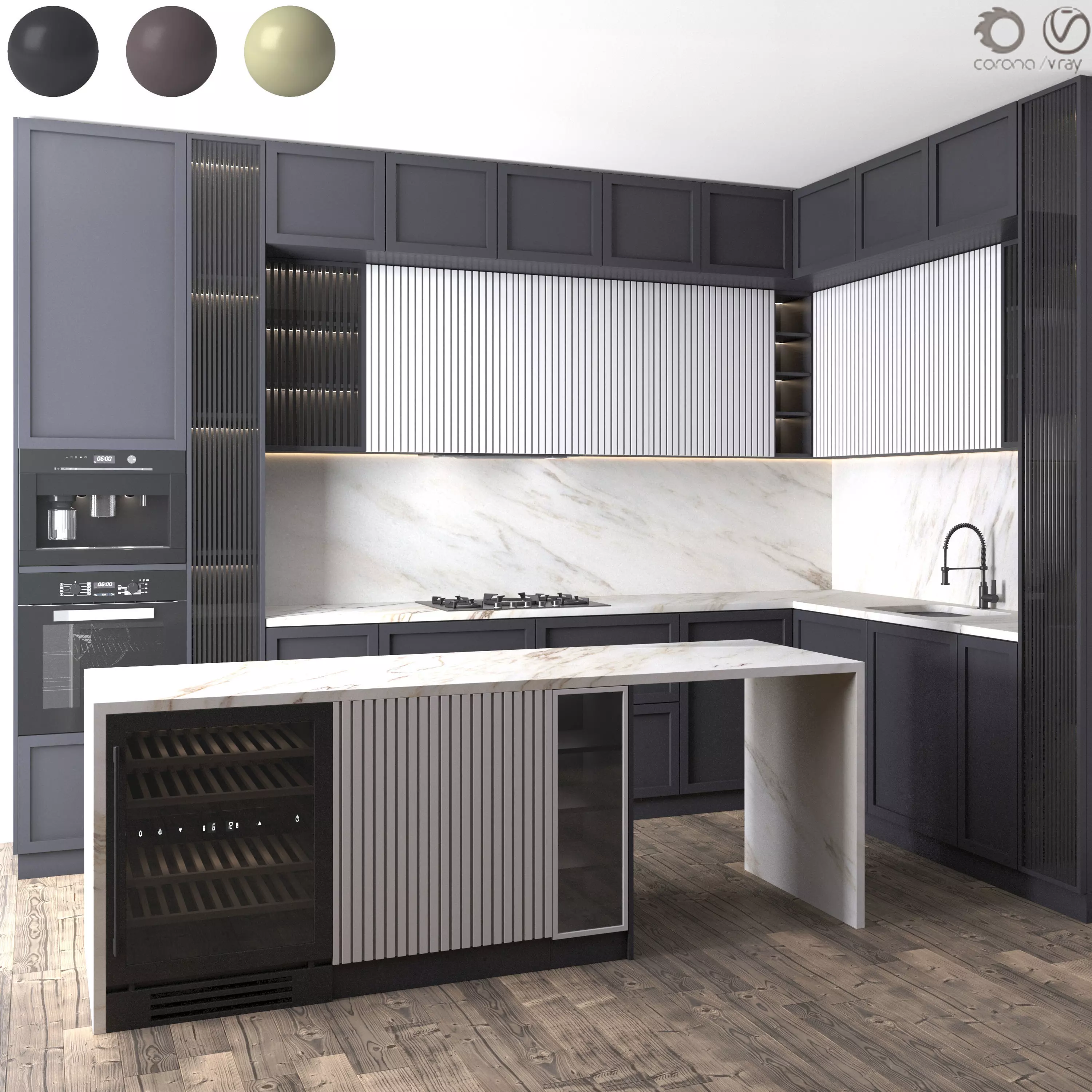 Kitchen Neoclassic 41 - 3 Color 3D model