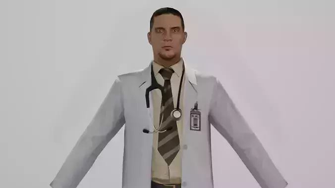 Doctor Low-poly 3D model in coat