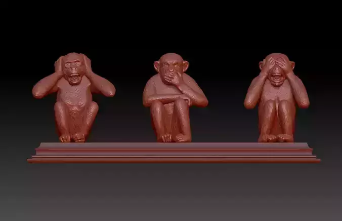 three monkeys 3D print model