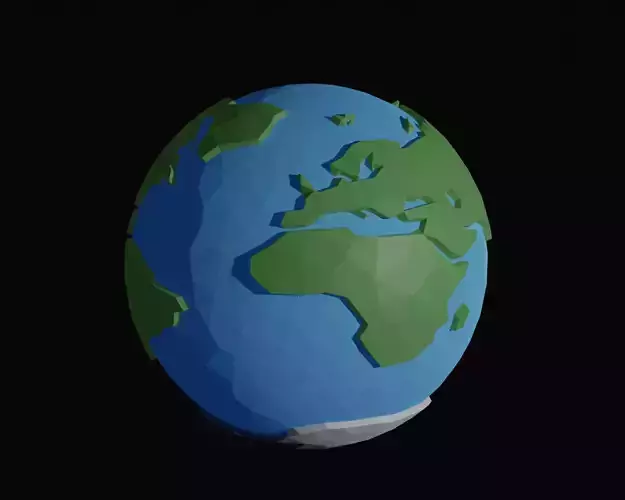 The Earth in low polygons - Low-poly 3D model