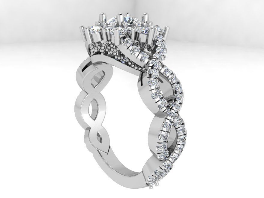 Infinity diamond ring 3497 3D print model 3D print model_2