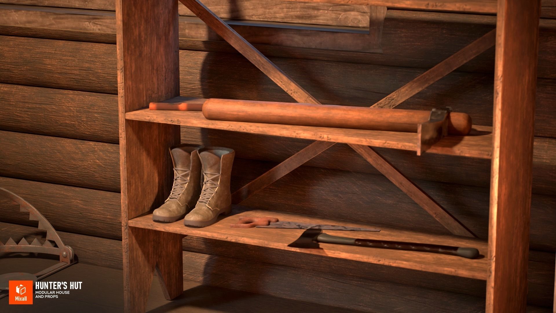 Hunters hut - modular house and props 3D model_15