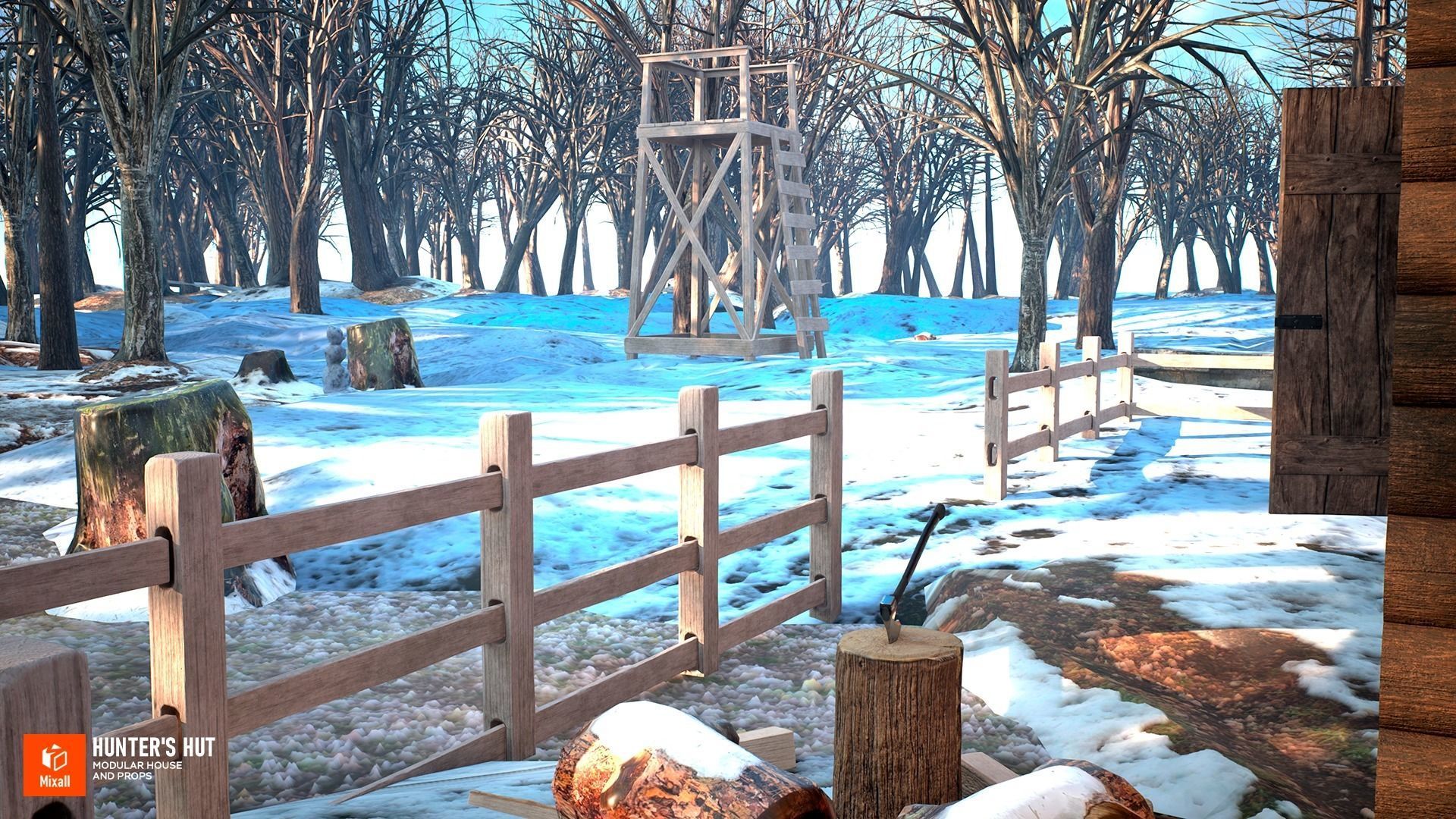 Hunters hut - modular house and props 3D model_11