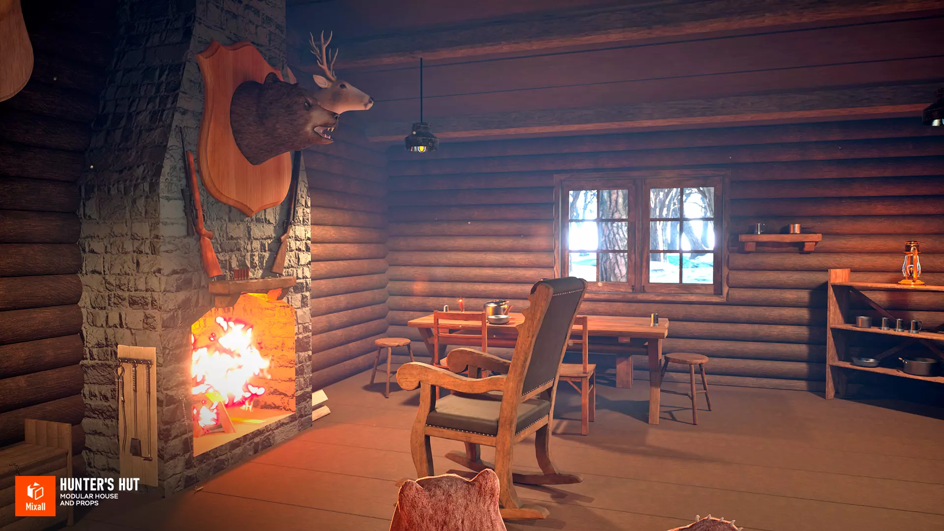 Hunters hut - modular house and props 3D model_0