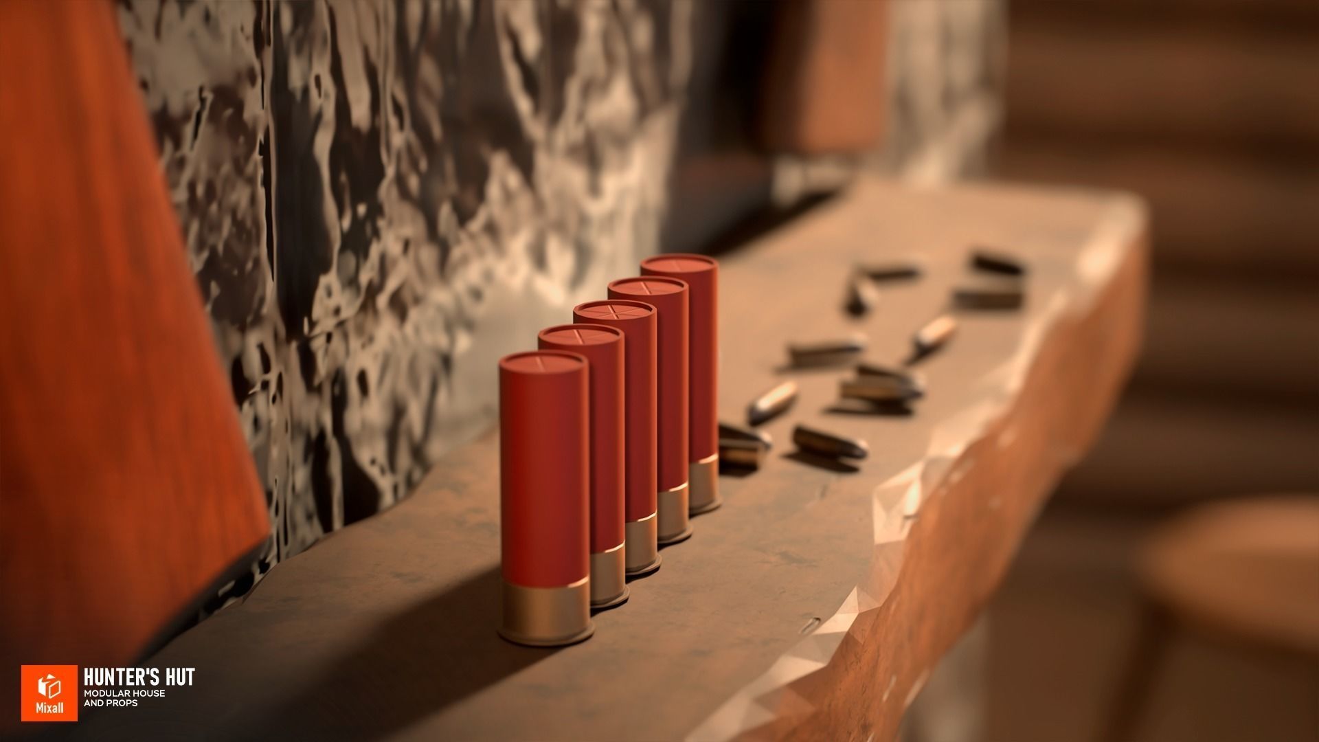 Hunters hut - modular house and props 3D model_2