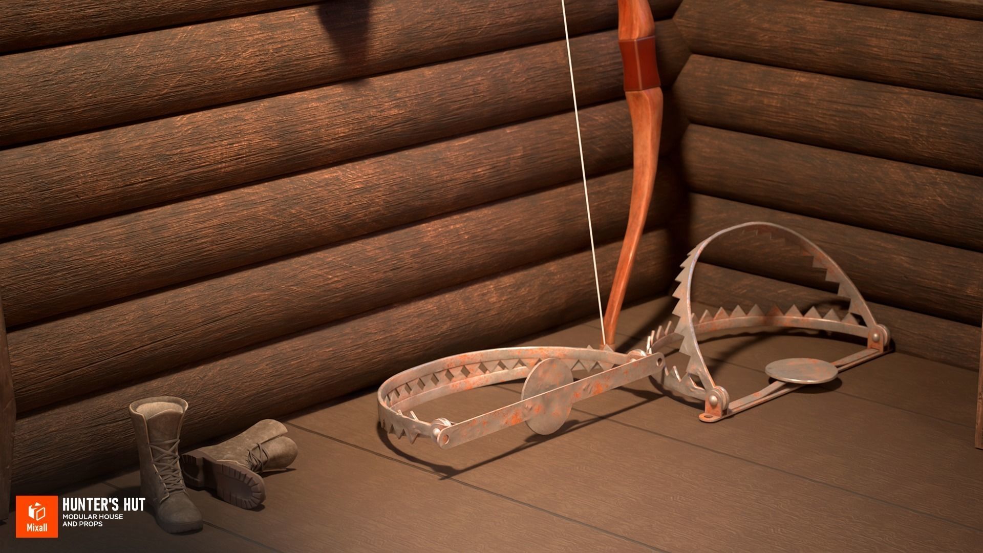 Hunters hut - modular house and props 3D model_14