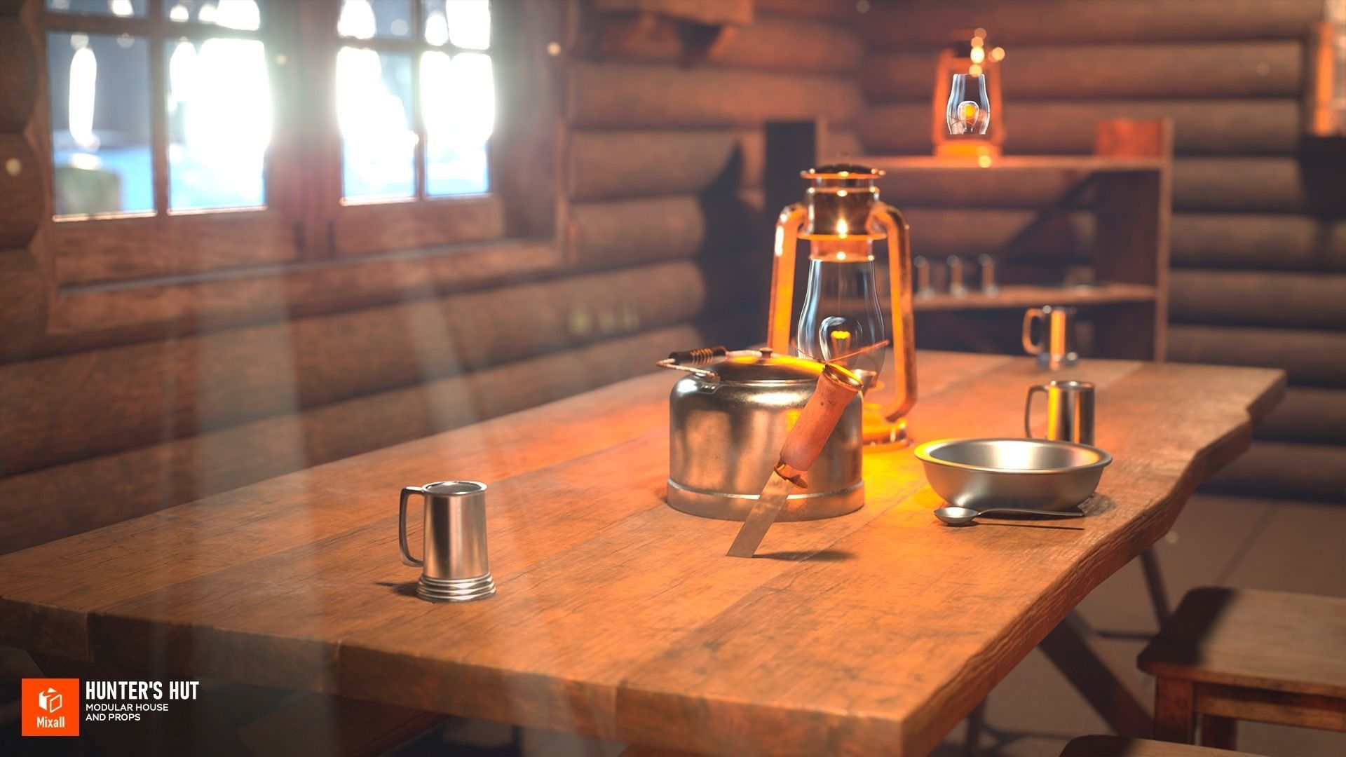 Hunters hut - modular house and props 3D model_3