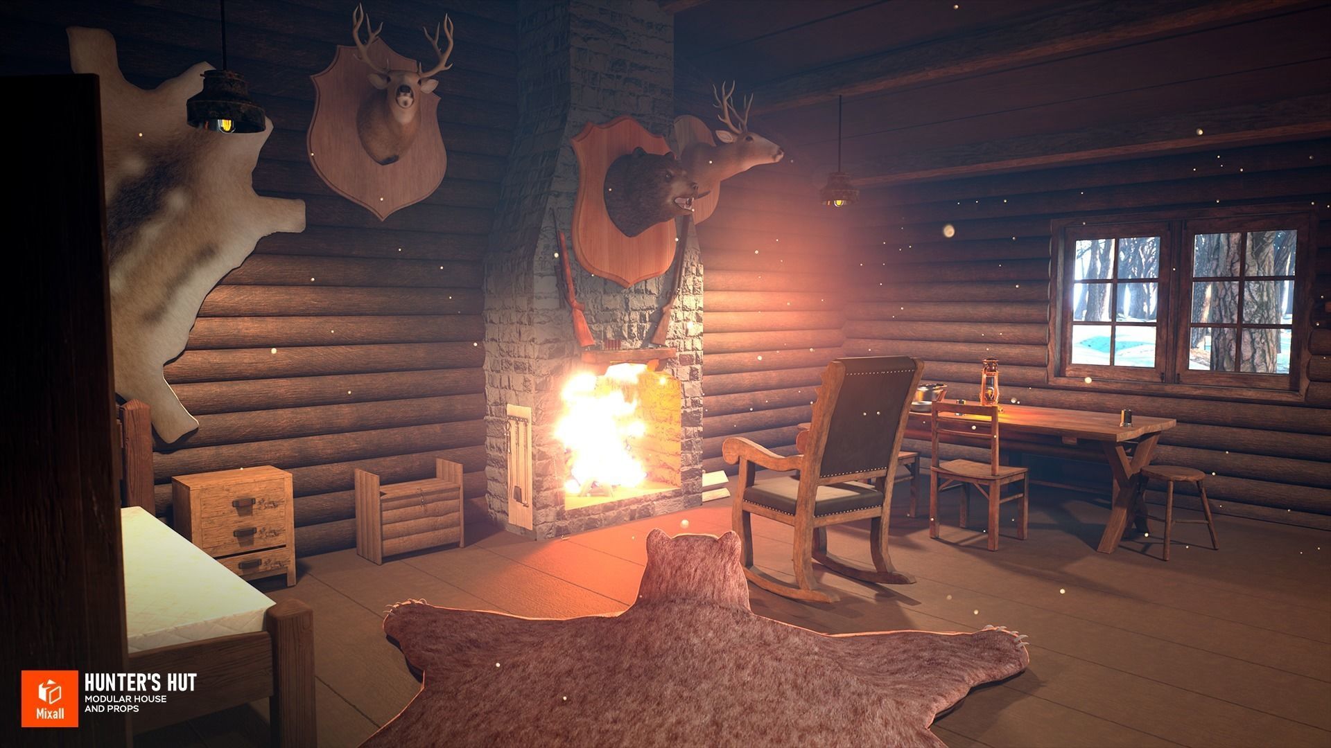 Hunters hut - modular house and props 3D model_10