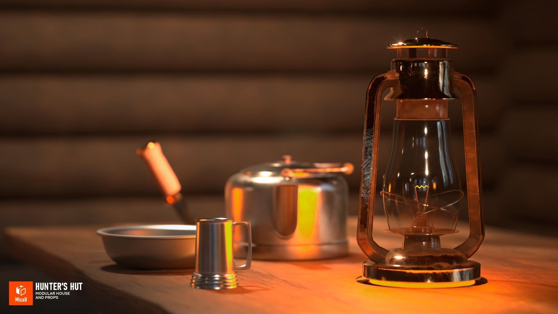 Hunters hut - modular house and props 3D model_7