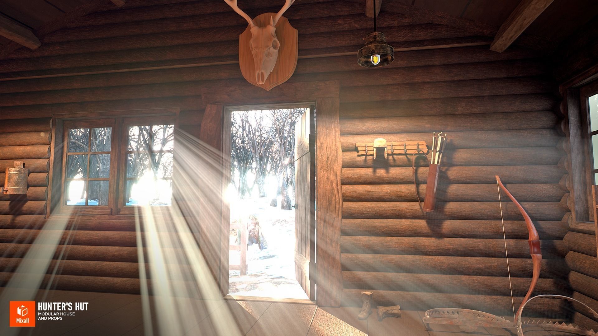 Hunters hut - modular house and props 3D model_17