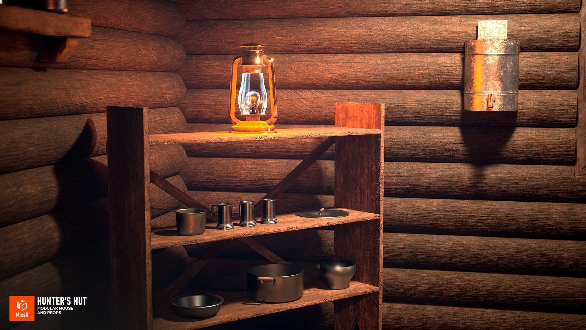 Hunters hut - modular house and props 3D model_8