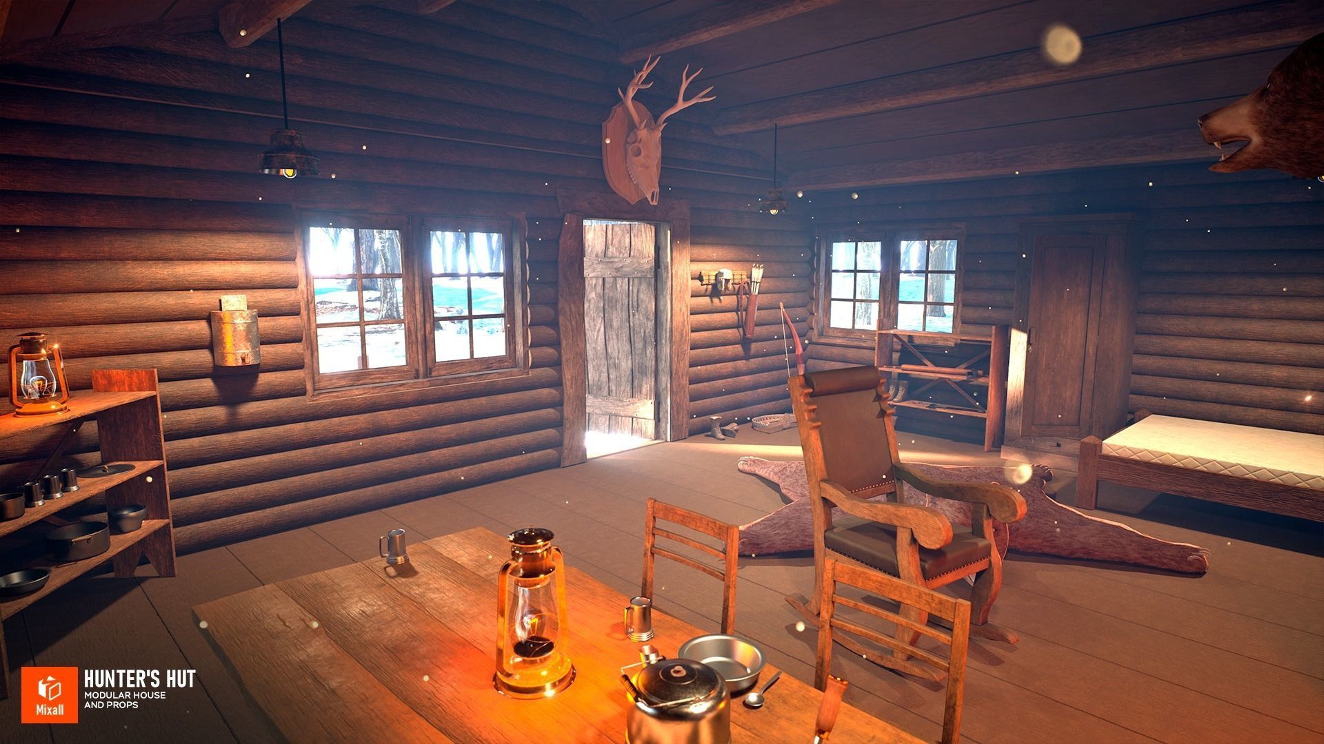 Hunters hut - modular house and props 3D model_18