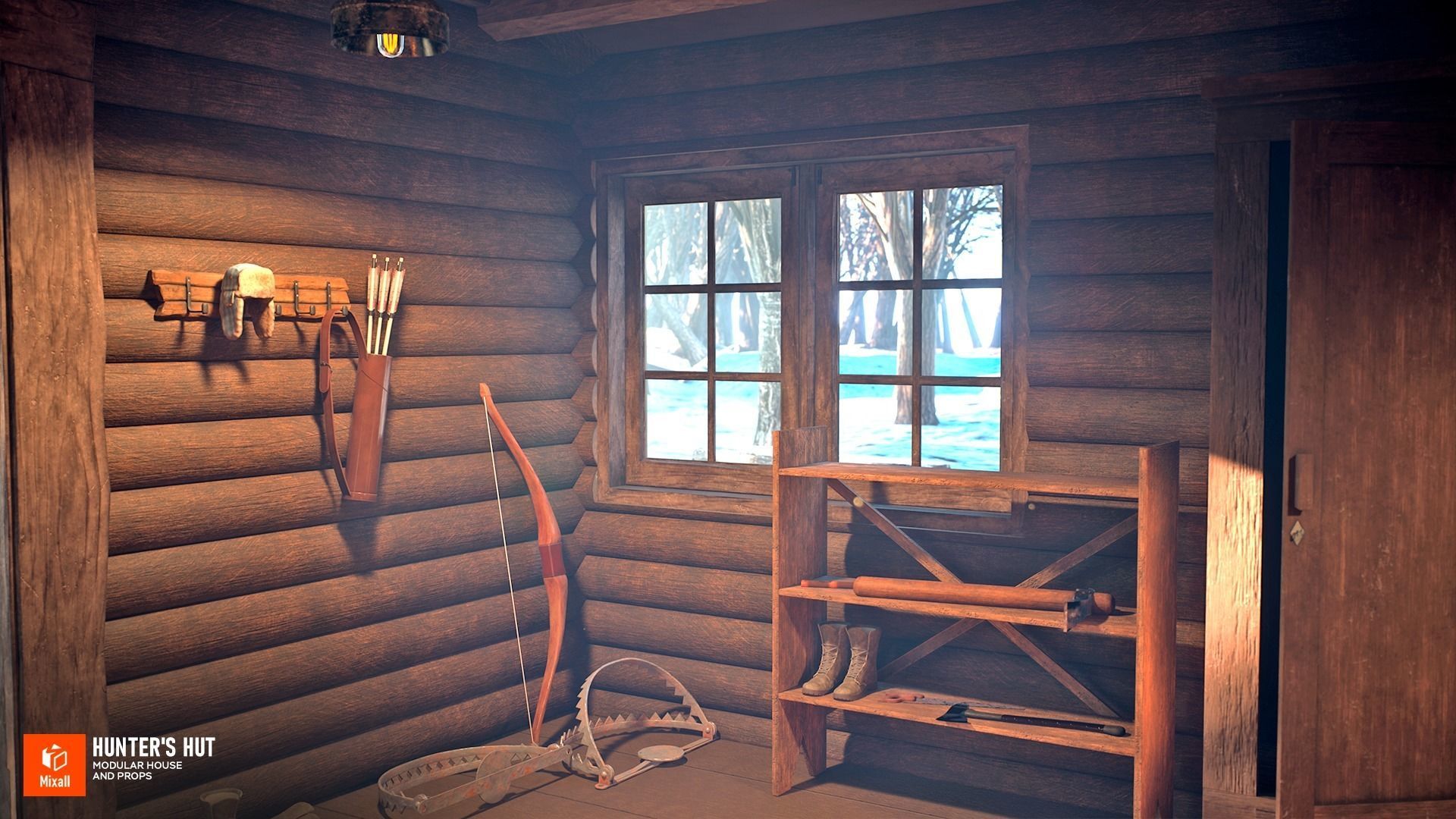 Hunters hut - modular house and props 3D model_6