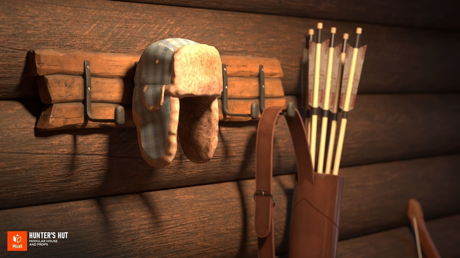 Hunters hut - modular house and props 3D model_13