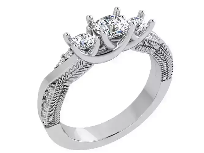 Nice 3-stone diamond ring 3498 3D print model