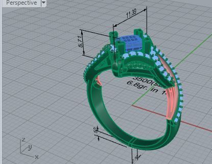 Triangle diamond ring 3500 3D print model 3D print model_7