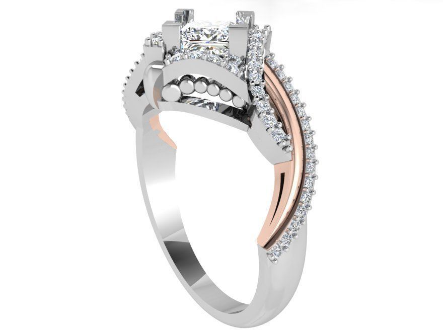 Triangle diamond ring 3500 3D print model 3D print model_1