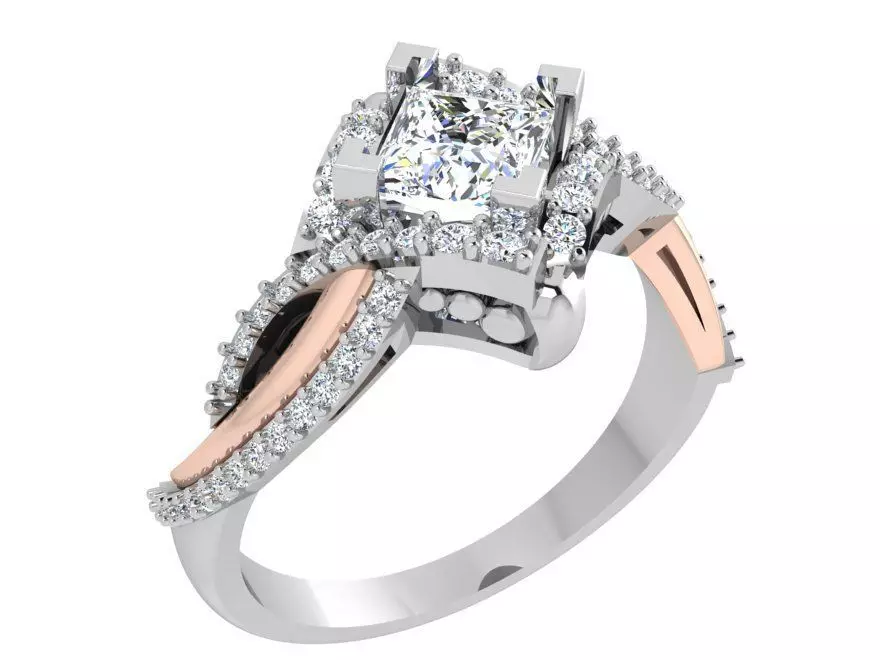 Triangle diamond ring 3500 3D print model 3D print model_0