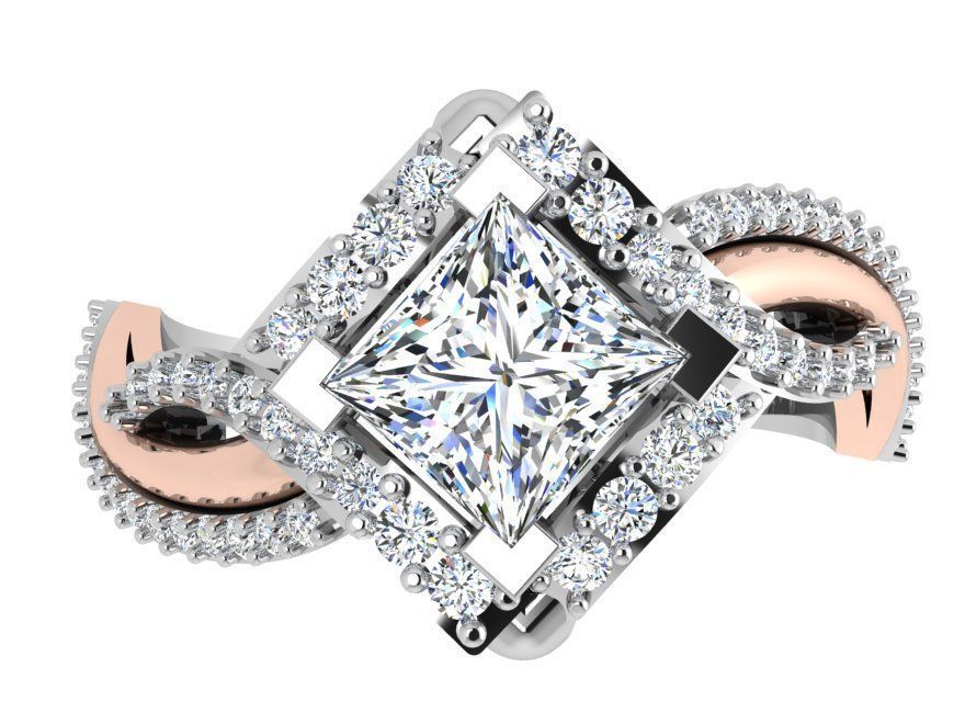 Triangle diamond ring 3500 3D print model 3D print model_2