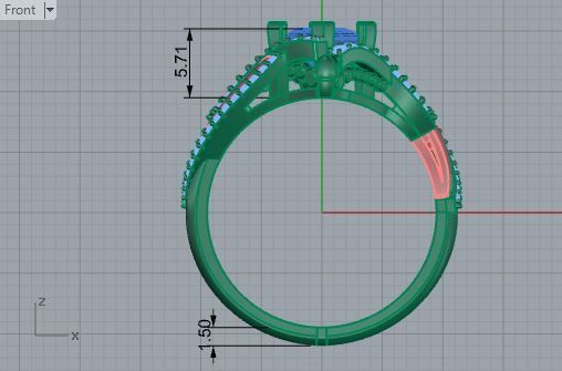 Triangle diamond ring 3500 3D print model 3D print model_5