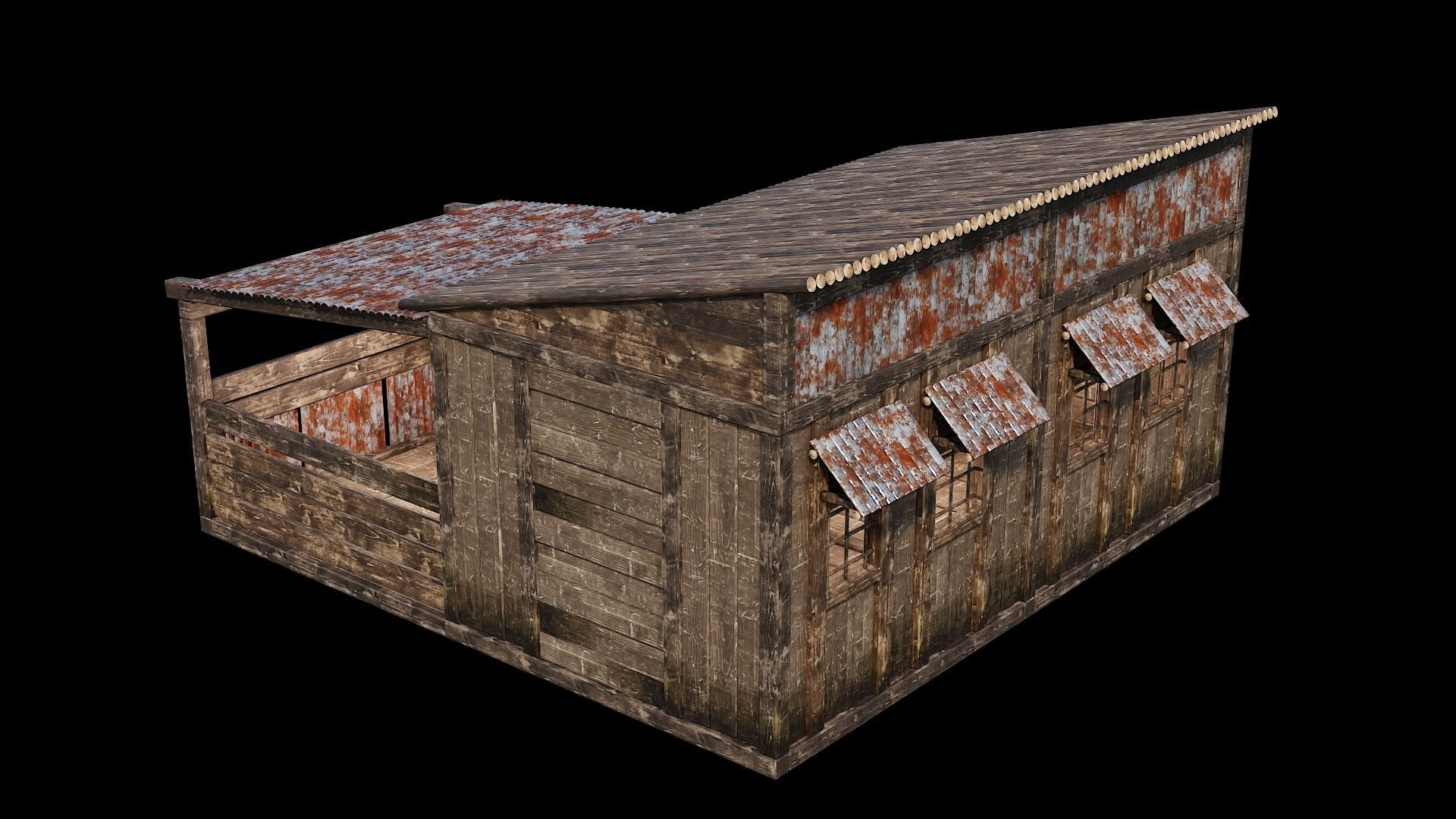 Medieval Houses Pack 66-67-68-69-70 - 4K Textures Game Ready Low-poly 3D model_62