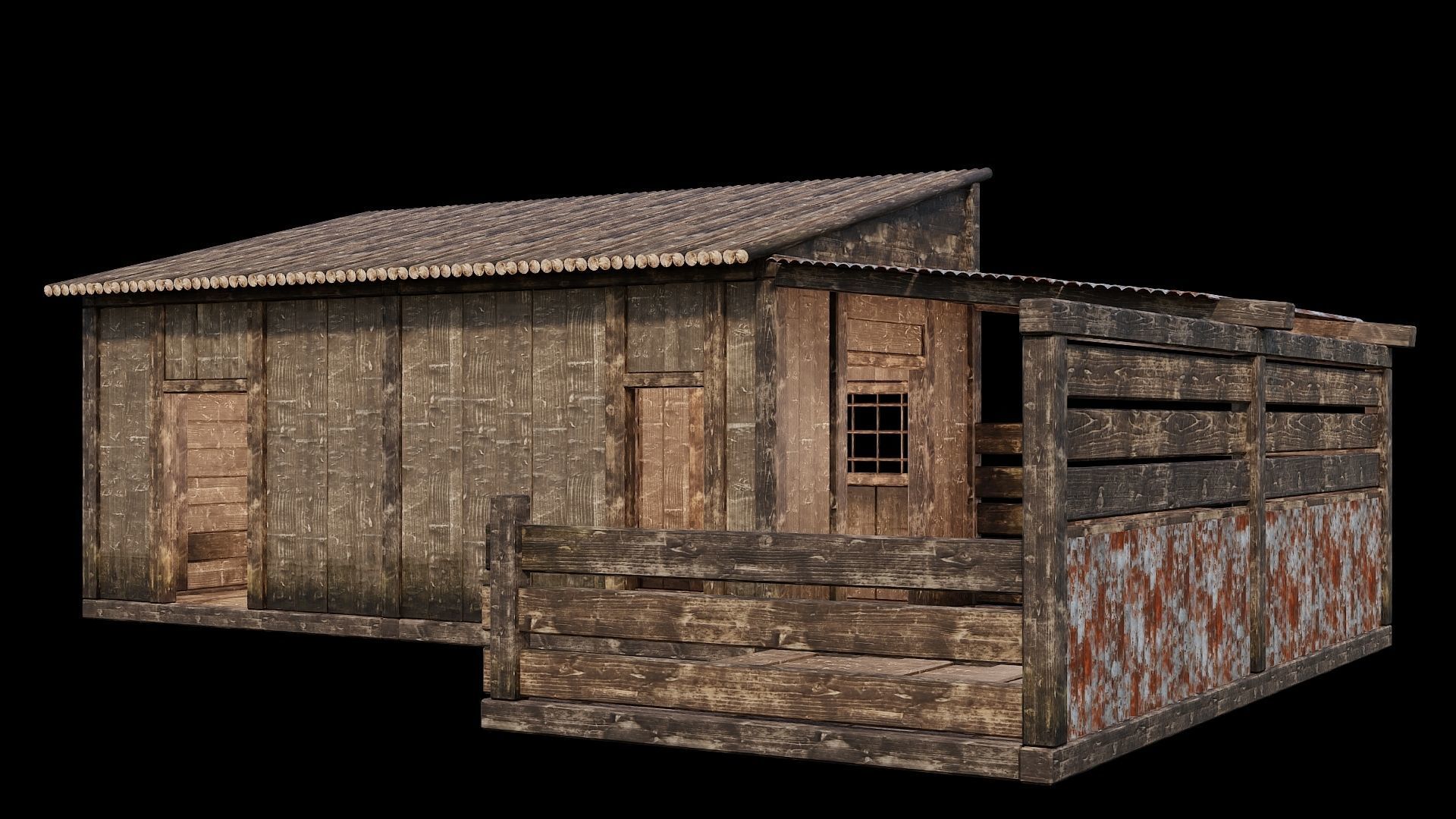Medieval Houses Pack 66-67-68-69-70 - 4K Textures Game Ready Low-poly 3D model_45