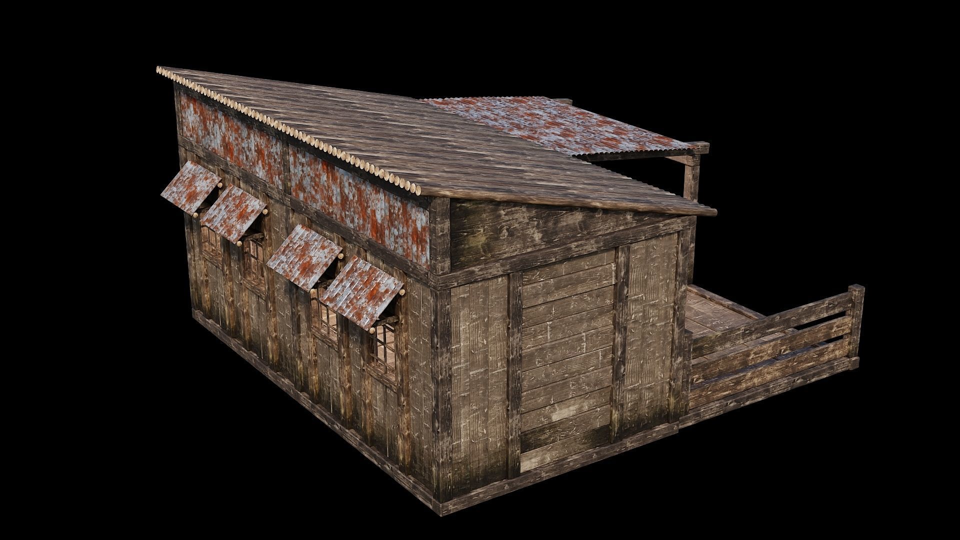 Medieval Houses Pack 66-67-68-69-70 - 4K Textures Game Ready Low-poly 3D model_61