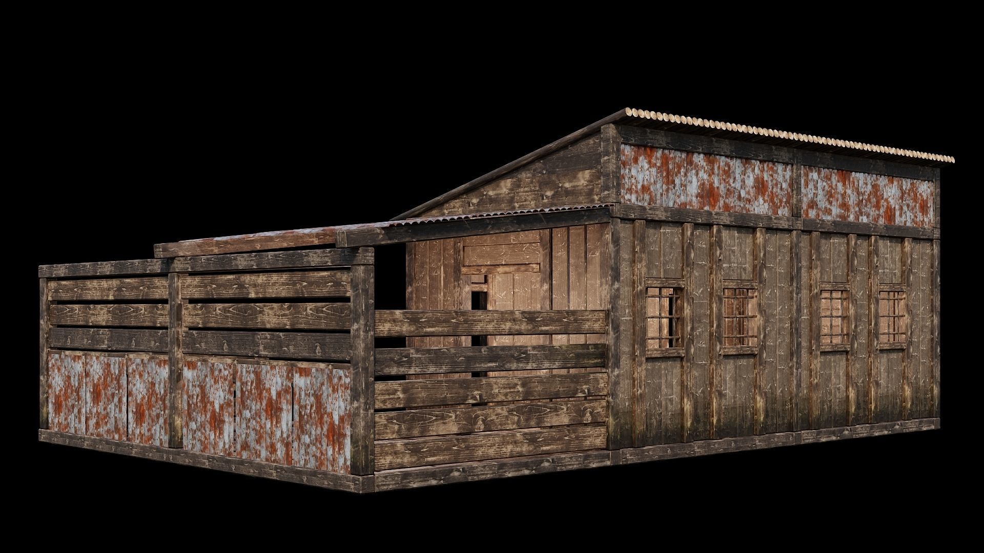 Medieval Houses Pack 66-67-68-69-70 - 4K Textures Game Ready Low-poly 3D model_44