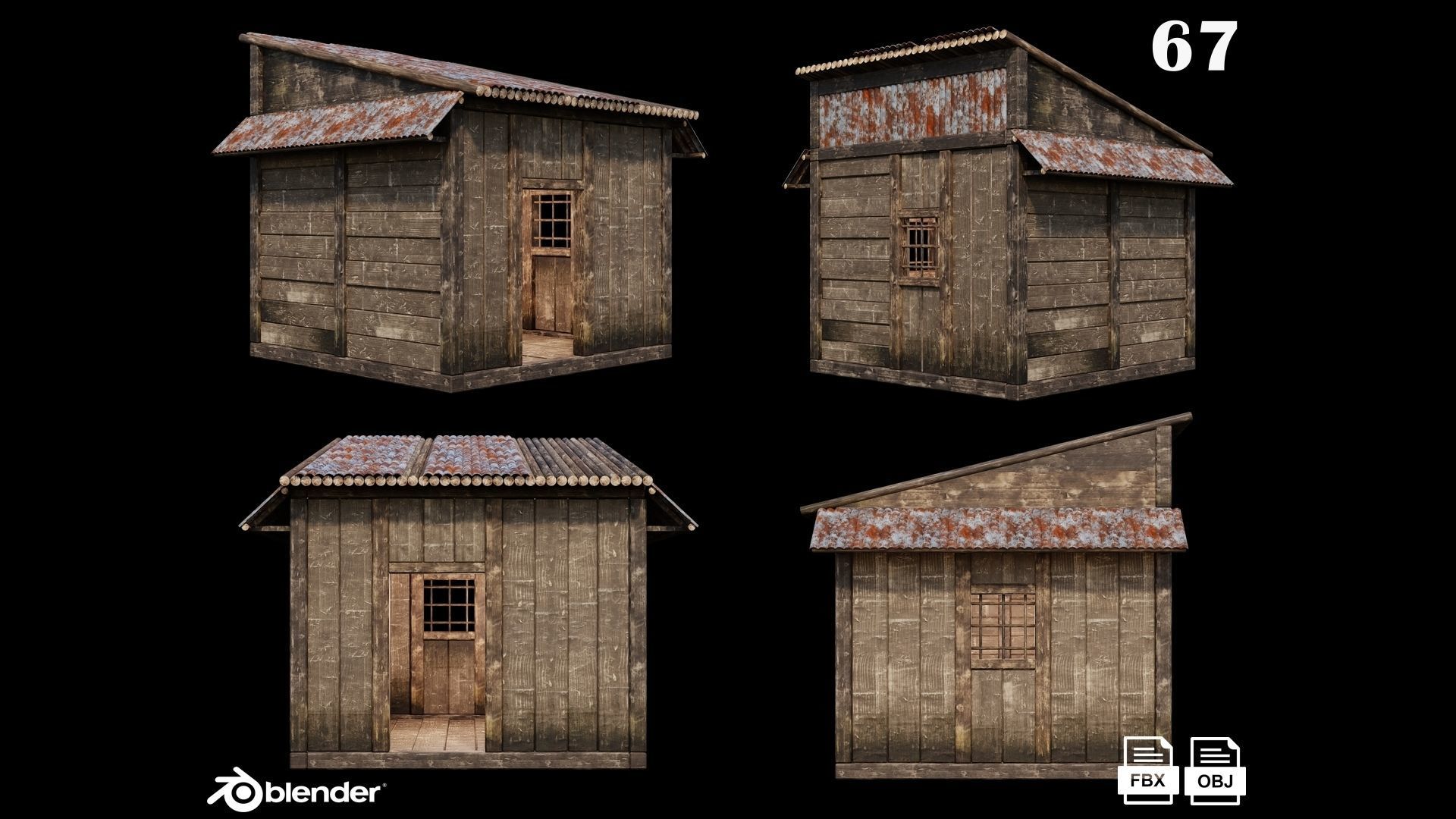 Medieval Houses Pack 66-67-68-69-70 - 4K Textures Game Ready Low-poly 3D model_2