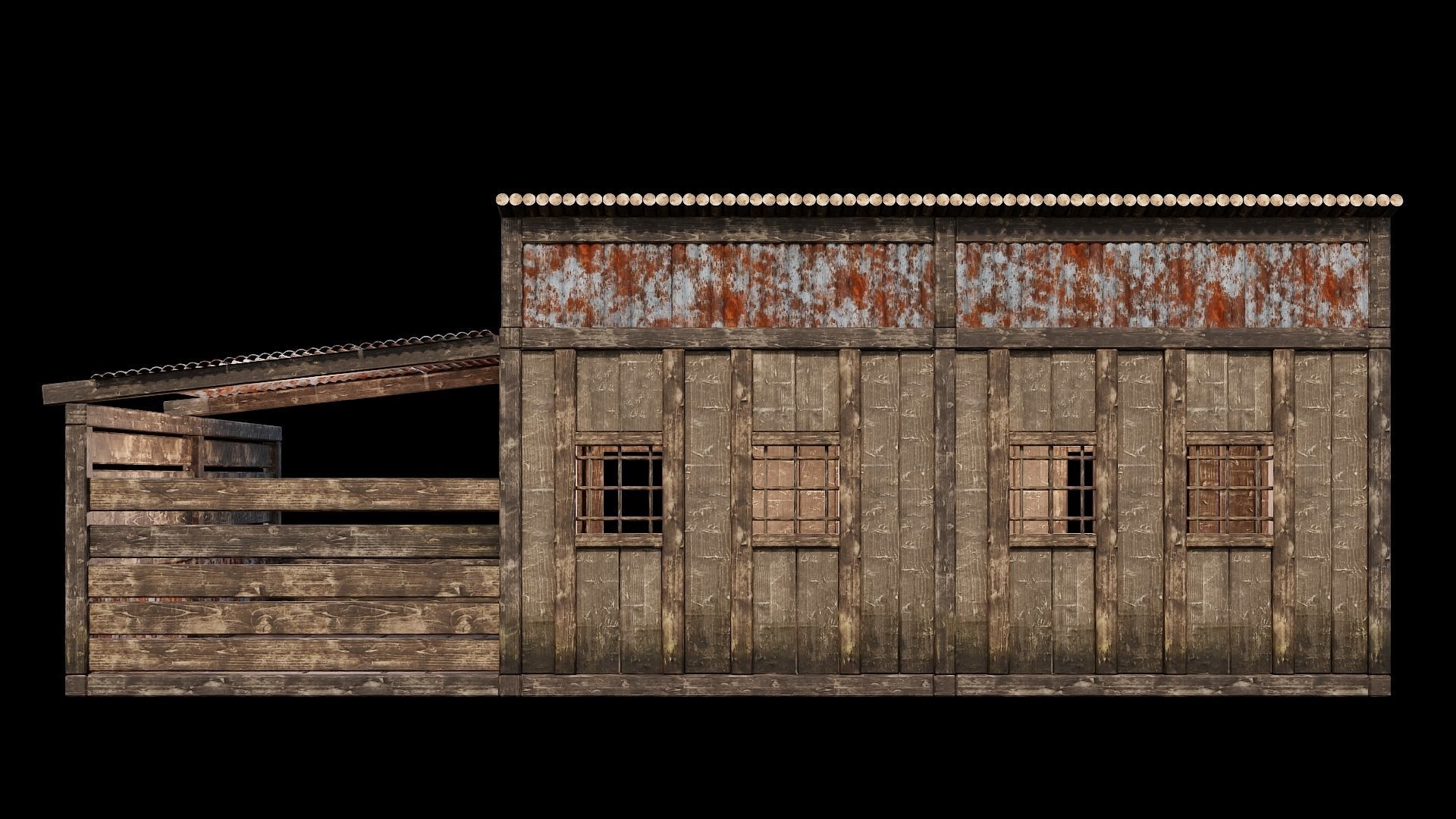 Medieval Houses Pack 66-67-68-69-70 - 4K Textures Game Ready Low-poly 3D model_47