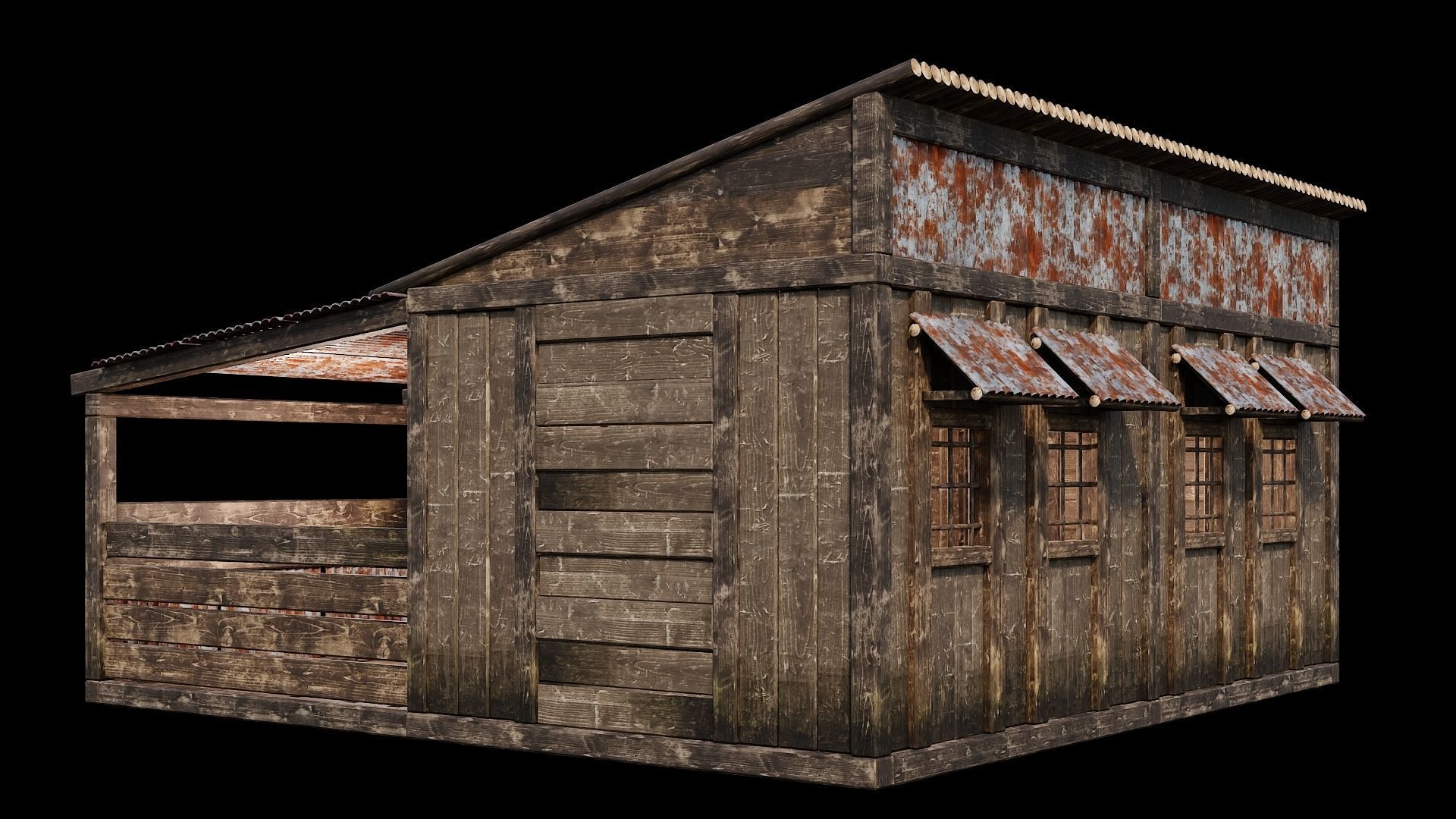 Medieval Houses Pack 66-67-68-69-70 - 4K Textures Game Ready Low-poly 3D model_56