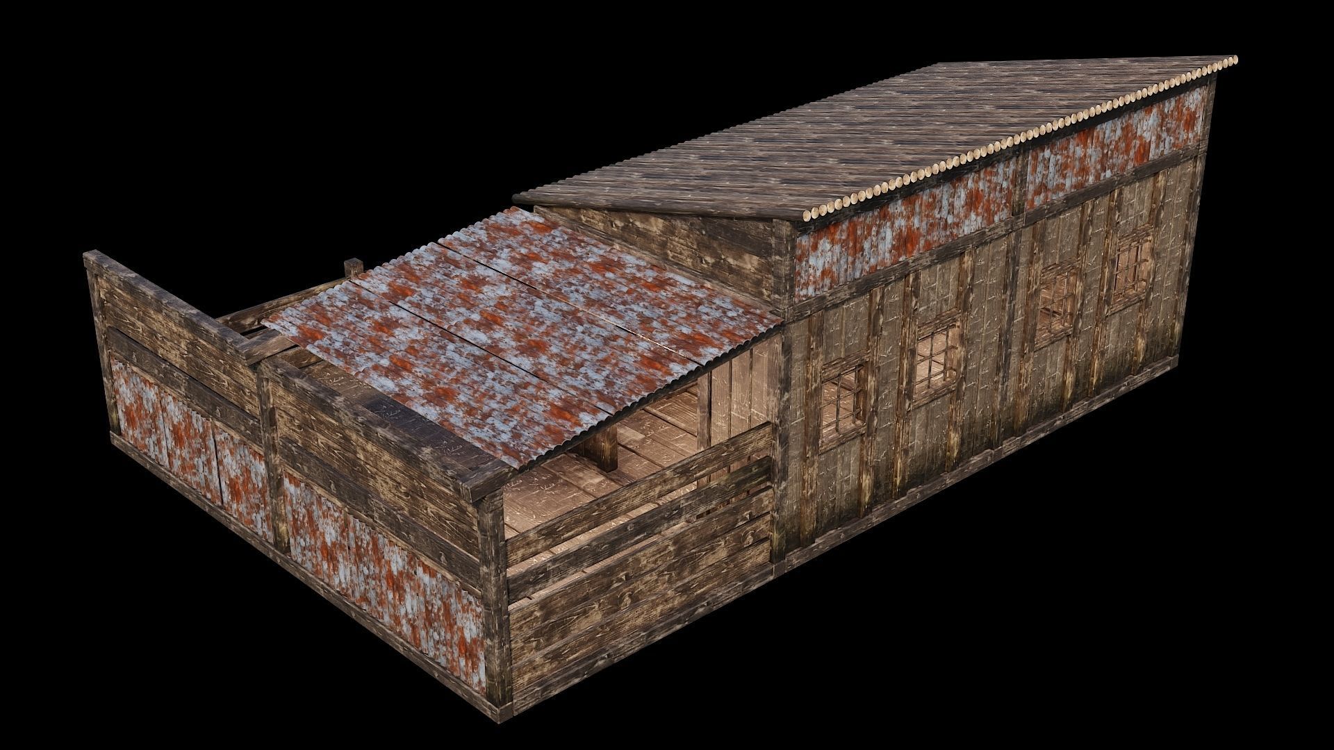 Medieval Houses Pack 66-67-68-69-70 - 4K Textures Game Ready Low-poly 3D model_50