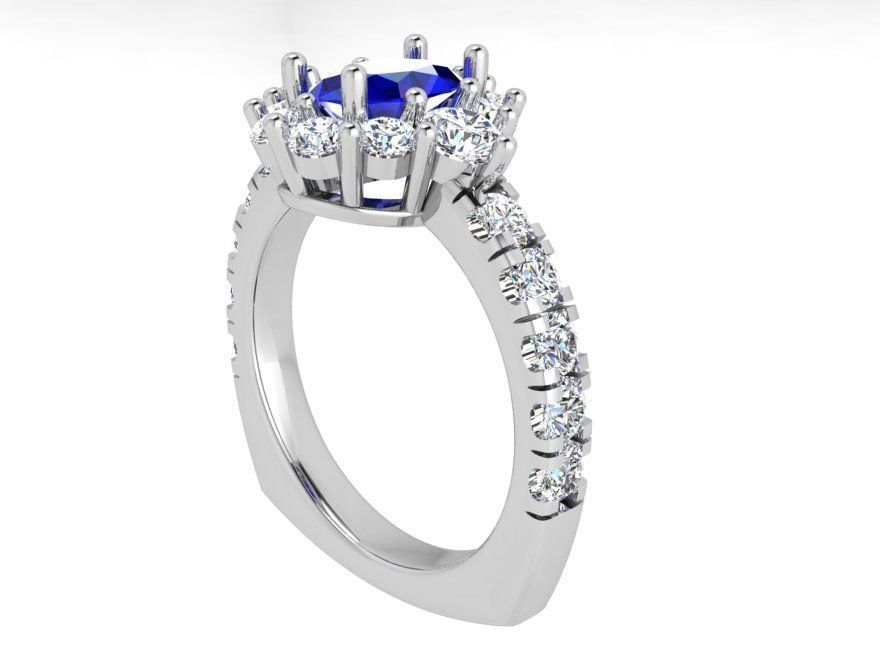 Blue stone diamond ring 3501 3D print model 3D print model_2