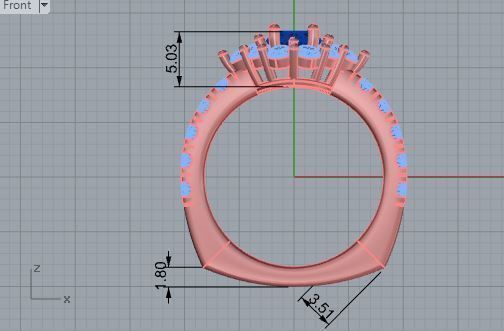 Blue stone diamond ring 3501 3D print model 3D print model_5