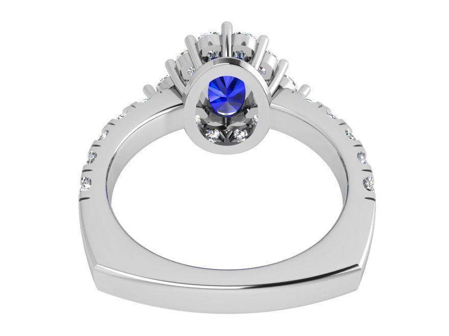 Blue stone diamond ring 3501 3D print model 3D print model_3