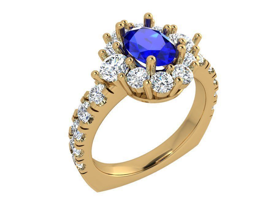 Blue stone diamond ring 3501 3D print model 3D print model_1
