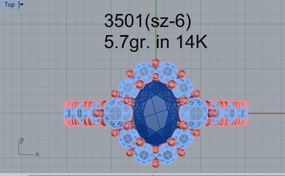 Blue stone diamond ring 3501 3D print model 3D print model_4