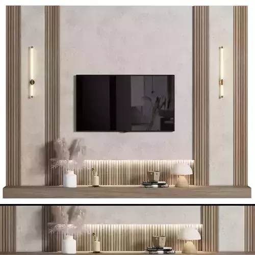 TVWALL025 tv stand with shelves and lights