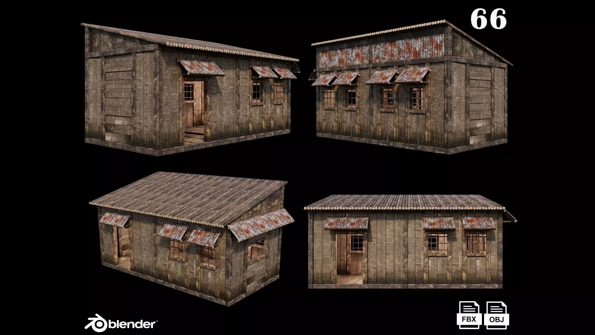 Medieval Houses 66- 4K Textures Game Ready Low-poly 3D model_0