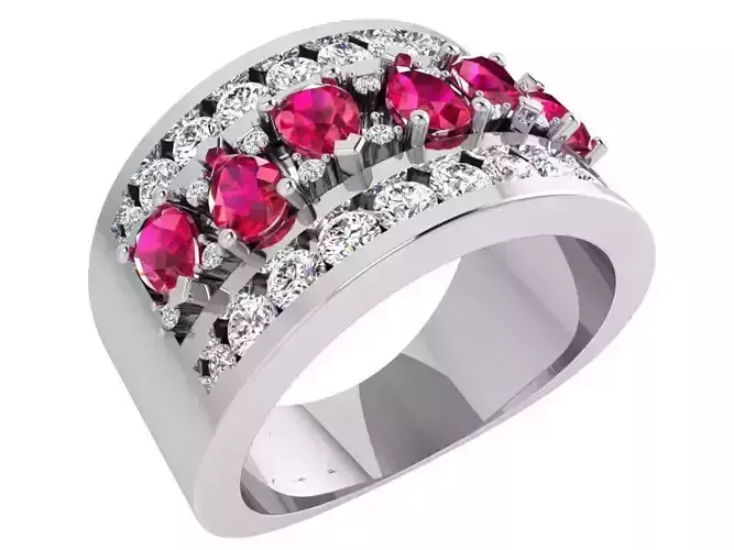 Pink and white diamond ring 3503 3D print model