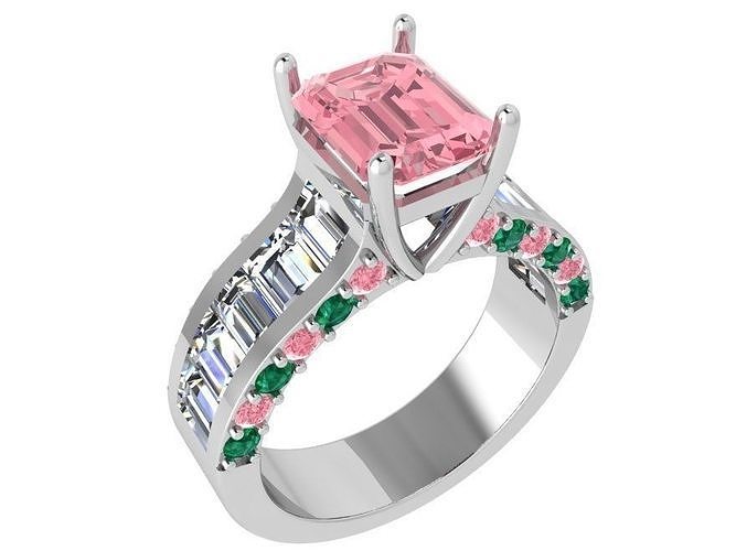 Dressy colorful ring with diamond stone 3504 3D print model 3D print model